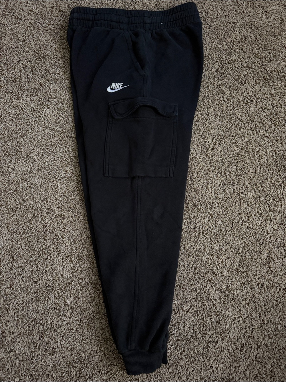 Nike Black Cargo Pocket Sweatpants with White Logo